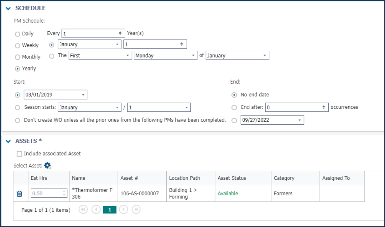 Asset Essentials PM and PDM Schedule Dashboard